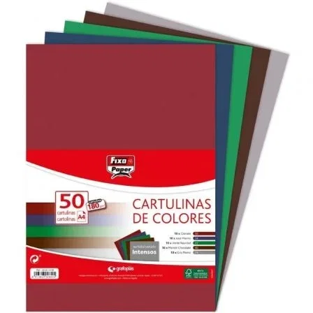 Grafoplas Pack 50 Cartulinas Fixo Paper DIN A4 Colores Intensos
